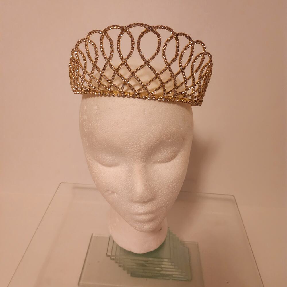 Gold and rhinestone Tiara 2.5 inch tall